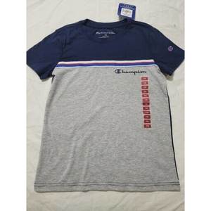 Champion Boys Colorblock Tee Short Sleeve shirt Size 7/8, Gray,‎ Blue, NWT